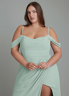 Azazie Johana Bridesmaid Dresses Agave Mermaid Off the Shoulder Chiffon Convertible Dress image10