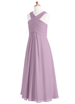 Azazie Kaleigh Junior Wisteria A-Line Pleated Chiffon Dress image8