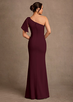 Azazie Haddie Mother of the Bride Dresses Cabernet Sheath One Shoulder Stretch Crepe Dress image2