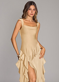 Azazie Sloane Bridesmaid Dresses Gold A-Line Sweetheart Neckline Stretch Satin Dress image5