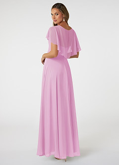 Azazie Jamie Robes de demoiselle d'honneur Robe Trapèze en Mousseline de soie Rose Bonbon image4