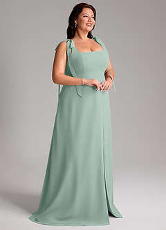 Azazie Debra At-home Try On Dresses Agave A-Line with Pockets Chiffon Convertible Dress image15