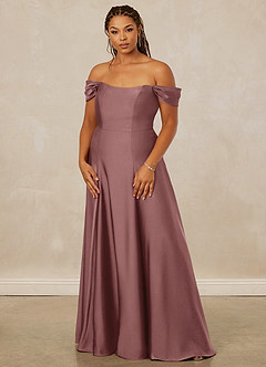 Christian Siriano Bridal for Azazie 1002 Bridesmaid Dresses Vintage Mauve A-Line Off the Shoulder Stretch Satin Convertible Dress image11
