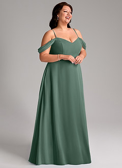 Azazie Marley Bridesmaid Dresses Sea Moss A-Line Off the Shoulder Chiffon Convertible Dress image15