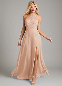 Azazie Phaedra Bridesmaid Dresses English Rose A-Line One Shoulder Chiffon Dress image4