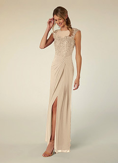 Azazie Libby Mother of the Bride Dresses Champagne A-Line Scoop Sequins Chiffon Dress image3