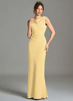 Azazie Kieryn Bridesmaid Dresses Butter Mermaid Pleated Chiffon Dress image4