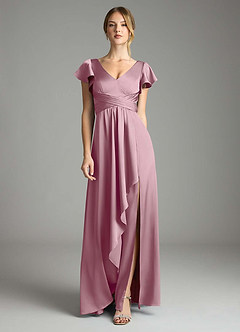 Azazie Omari Bridesmaid Dresses Vintage Mauve A-Line Stretch Satin Dress image3