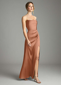 Azazie Leonis Bridesmaid Dresses Bronzer Mermaid Pleated Stretch Satin Convertible Dress image6
