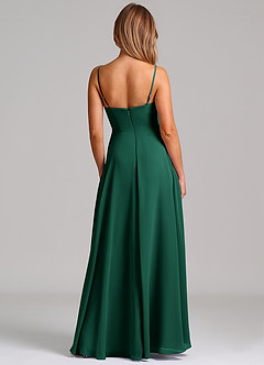Azazie Elle Bridesmaid Dresses Emerald A-Line Pleated Chiffon Dress image7