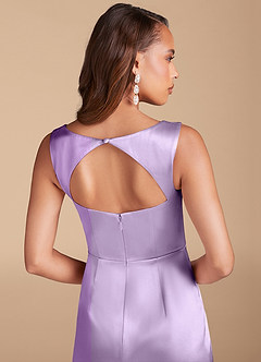 Azazie Flori Bridesmaid Dresses Lilac Sheath Side Slit Metallic Satin Dress image6