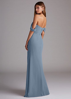 Azazie Saige Bridesmaid Dresses Dusty Blue A-Line Off the Shoulder Chiffon Convertible Dress image8
