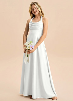 Azazie Kady Junior White A-Line Sweetheart Neckline Stretch Satin Dress image3