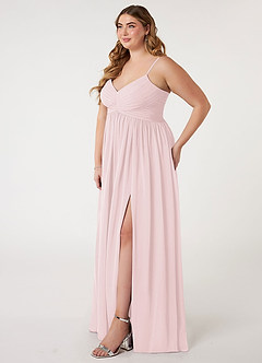 Azazie Alia Bridesmaid Dresses Blushing Pink A-Line Pleated Chiffon Dress image8
