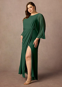 Azazie Ysabella Mère de la mariée Robes Robe Sirène en Maille Plissée Vert Foncé image3