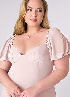 Barbie ♥ Azazie Bridesmaid Dresses Blushing Pink A-Line Pleated Chiffon Dress image10