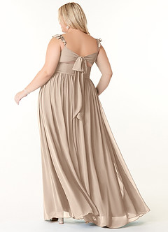 Azazie Metz Brautjungfernkleider A-Linie Herzchen Gerüscht Chiffon Kleid Taupe image8