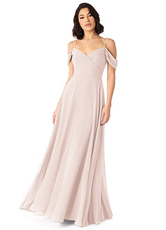 Azazie Tancie Bridesmaid Dresses Rose Petal A-Line Off the Shoulder Chiffon Convertible Dress image1