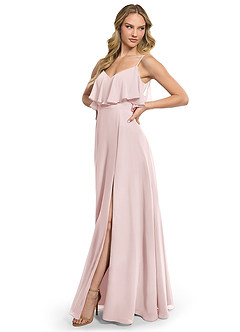 Azazie Jean Robes de demoiselle d'honneur Robe Trapèze Convertible en Mousseline de soie Rose Pâle image3
