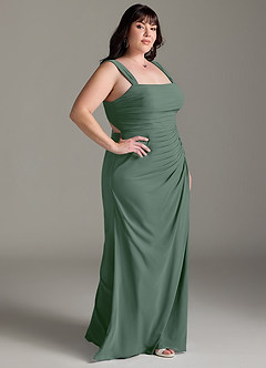 Azazie Jesaphine Bridesmaid Dresses Eucalyptus Sheath Bow Chiffon Dress image10