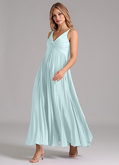 Azazie Raychelle Brautjungfernkleider A-Linie Plissee Stretch-Satin Kleid Seegrün image6