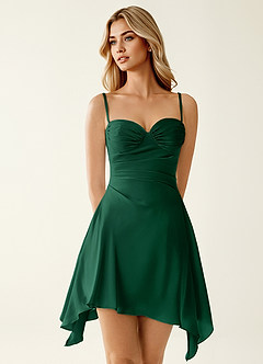 Avanlin Emerald Green Ruffles Mini Dress image3