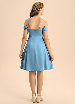 Azazie Anselie Junior Linia A Pofałdowany Satyna elastyczna Mini Młodsza druhna Sukienka image2