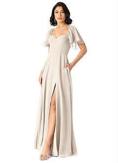 Azazie Chloe At-home Try On Dresses Terracotta A-Line Sweetheart Neckline Chiffon Dress image5