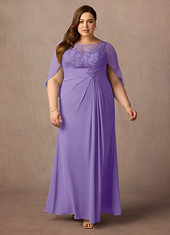 Azazie Hera Mother of the Bride Dresses Tahiti A-Line Lace Capelet Chiffon Dress image6