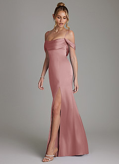 Azazie Nira Bridesmaid Dresses Dusty Rose Mermaid Corset Stretch Satin Dress image7