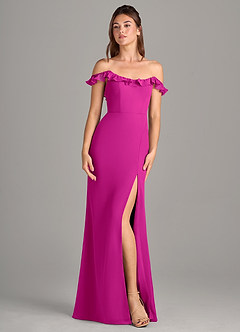 Azazie Callie Bridesmaid Dresses Fuchsia Mermaid Side Slit Chiffon Convertible Dress image7