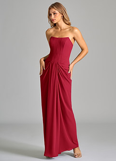 Azazie Anaïs Bridesmaid Dresses Scarlet Sheath Strapless Chiffon Dress image5