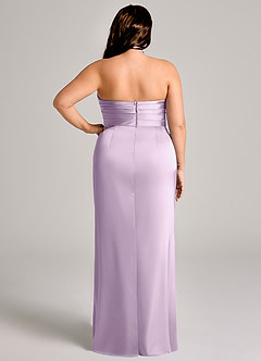 Azazie Jemma Bridesmaid Dresses Frosted Lilac Sheath Pleated Stretch Satin Dress image12
