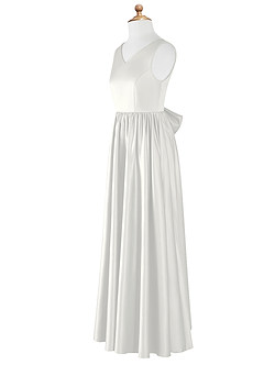 Azazie Hathaway Junior Jurk van Stretch Satijn met A-Lijn Boog Wit image8