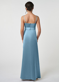 Azazie Anina Junior Robe Trapèze en Satin extensible Arc Acier Bleuté image2