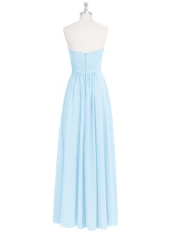 Azazie Yazmin Robes de demoiselle d'honneur Robe Trapèze Convertible en Mousseline de soie Encolure en Forme de Cœur Bleu Ciel image9
