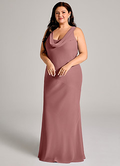 Azazie Rylina Bridesmaid Dresses Desert Rose Mermaid Pleated Chiffon Dress image9