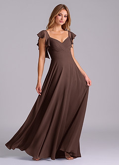 Azazie Leilani Bridesmaid Dresses Ganache A-Line Pleated Chiffon Dress image3