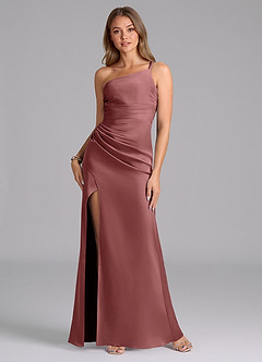 Azazie Eren Bridesmaid Dresses Amethyst Mermaid One Shoulder Stretch Satin Dress image1