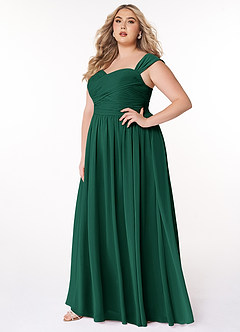 Azazie Zapheira Bridesmaid Dresses Emerald A-Line Ruched Chiffon Dress image7