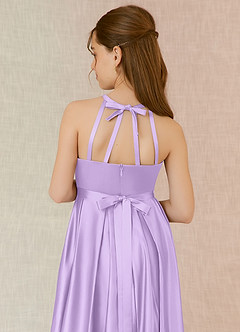 Azazie Arianthe Junior Lilac A-Line with Pockets Stretch Satin Dress image7