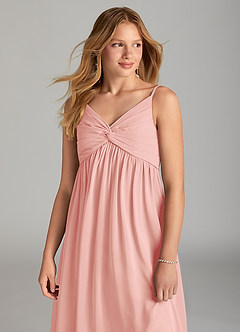 Azazie Raychel Junior Auburn A-Line Pleated Chiffon Dress image5