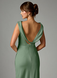 Azazie Kieryn Robes de demoiselle d'honneur Robe Sirène en Satin extensible Plissée Matcha image2