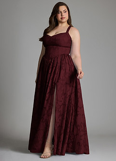 Azazie Francis Bridesmaid Dresses Cabernet A-Line Corset Floral Burnout Dress image12
