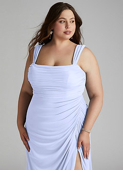Azazie Jesaphine Bridesmaid Dresses Lavender Sheath Ruched Mesh Dress image11