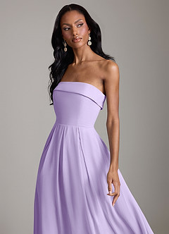 Azazie Lucienne Bridesmaid Dresses Lilac A-Line Strapless Chiffon Convertible Dress image4