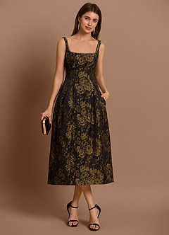 Zara Gold Black Midi Dress image5