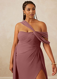 Christian Siriano Bridal for Azazie 1014 Bridesmaid Dresses Desert Rose A-Line Off the Shoulder Chiffon Dress image15