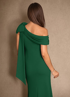 Azazie Myers vestidos de madre de la novia Vestido de Verde Oscuro de Crepé elástico de Sirena con Plisado image6