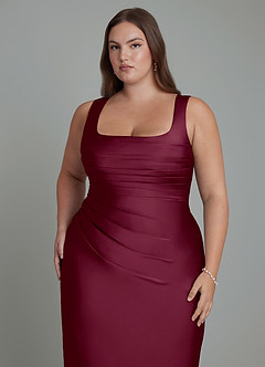 Azazie Agustina Bridesmaid Dresses Mulberry Mermaid Corset Stretch Satin Dress image12